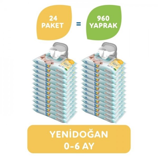 Uni Baby Yenidoğan Islak Mendil 24 'lü 960 Yaprak