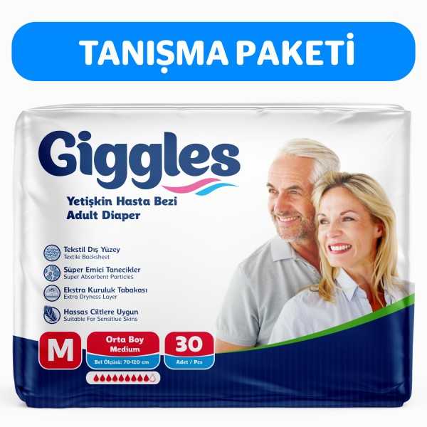 GİGGLES BELBANTLI HASTA BEZİ MEDIUM ORTA BOY 30 ADET