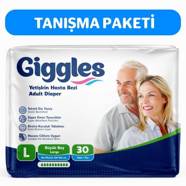 GİGGLES BELBANTLI HASTA BEZİ LARGE BÜYÜK BOY 30 ADET