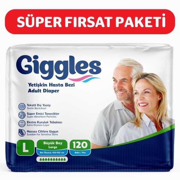 GİGGLES BELBANTLI HASTA BEZİ LARGE BÜYÜK BOY 120 ADET