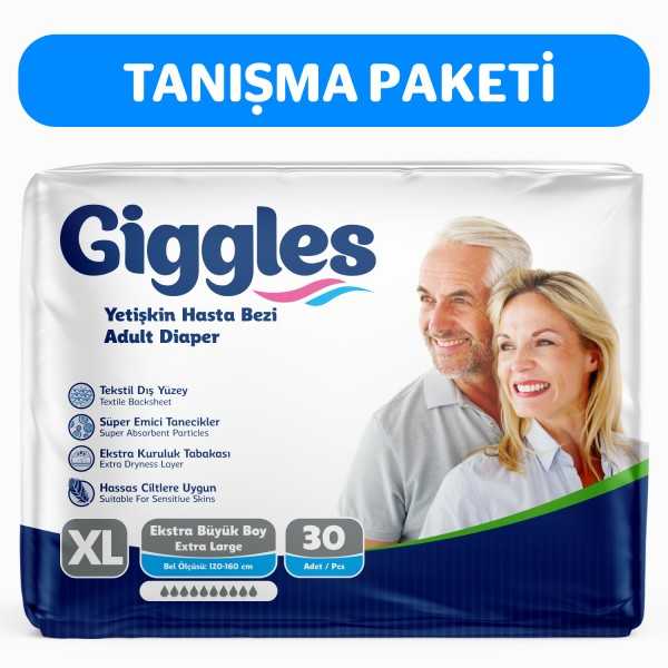 GİGGLES BELBANTLI HASTA BEZİ XLARGE EKSTRA BÜYÜK BOY 30 ADET