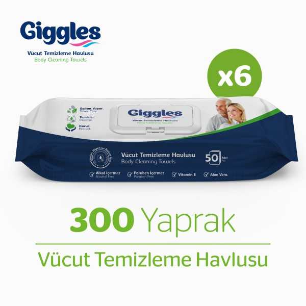 GİGGLES VÜCUT TEMİZLEME MENDİLİ 50 Lİ PAKETLERDE 6 ADET