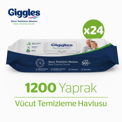 Giggles Vücut Temizleme Mendili 50’li | Hassas Ciltler İçin Islak Mendil
