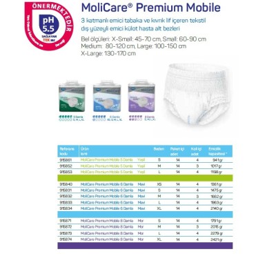 MOLİCARE 6 DAMLA 2140 GR EMİŞ KAPASİTELİ KÜLOT BEZ XLARGE 14 LÜ