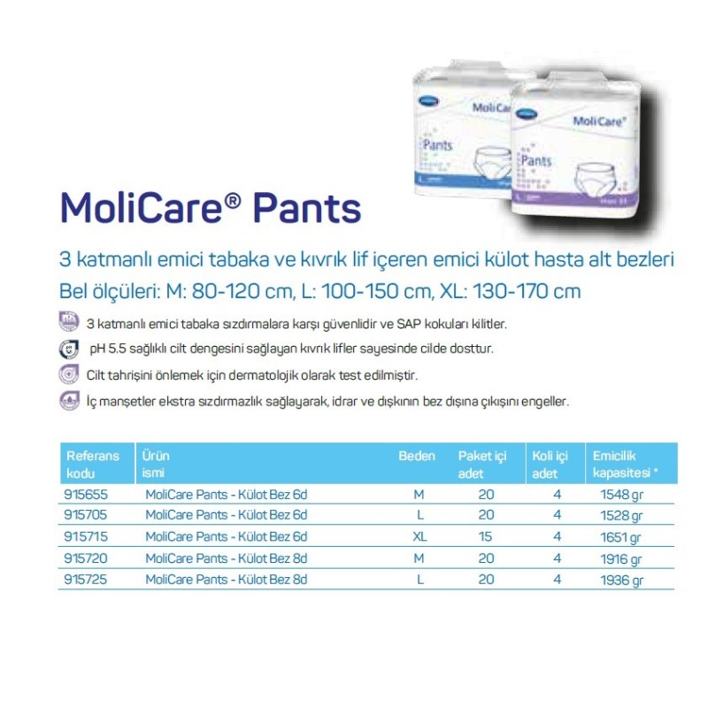 Molicare 8 Damla Külot Bez Mor Large 20’li – Bez Dünyası