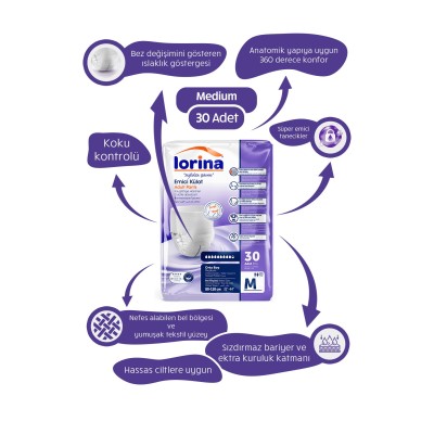 Lorina Emici Külot Orta Boy 30 Adet – Medium Hasta Bezi