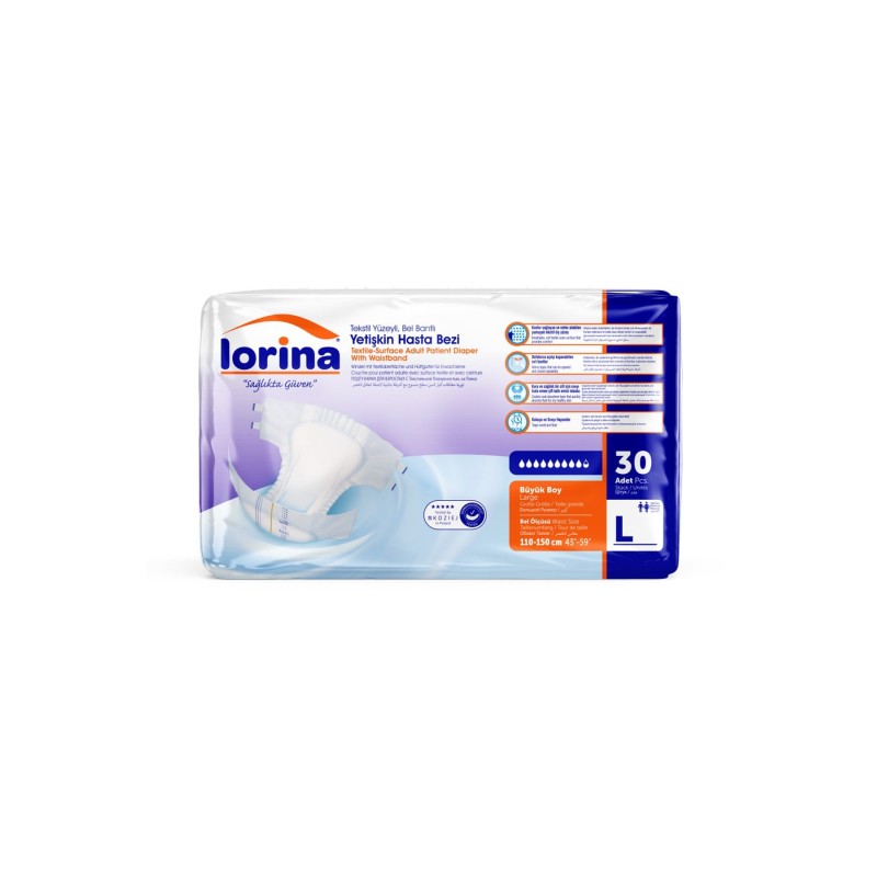 Lorina Belbantlı Büyük Boy Hasta Bezi 120 Adet – Large Paket