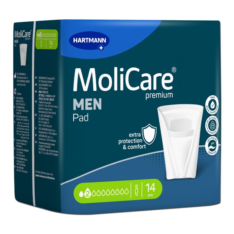 Hartmann Molicare Premium Men Pad 2 Damla – Erkek Mesane Pedi, Aktif Koruma, 14’lü (12 Paket)