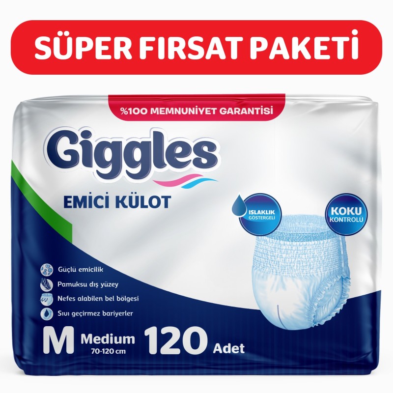 Giggles Emici Külot Medium 120’li – Bez Dünyası Giggles Emici Külot Medium 120’li – Bez Dünyası