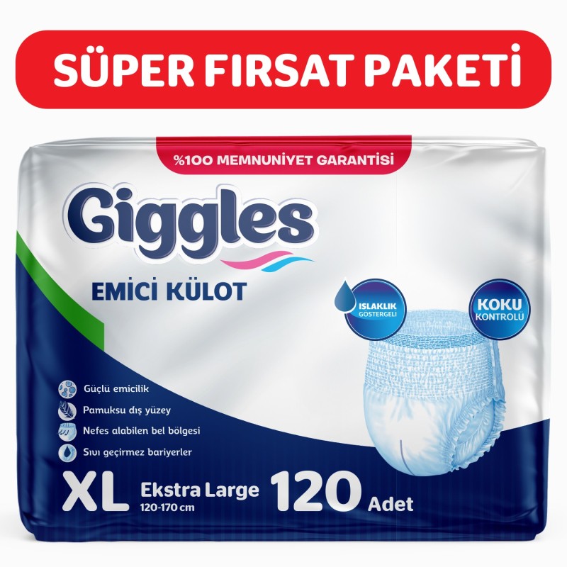 Giggles Emici Külot XLarge 120’li – Bez Dünyası Giggles Emici Külot XLarge 120’li – Bez Dünyası