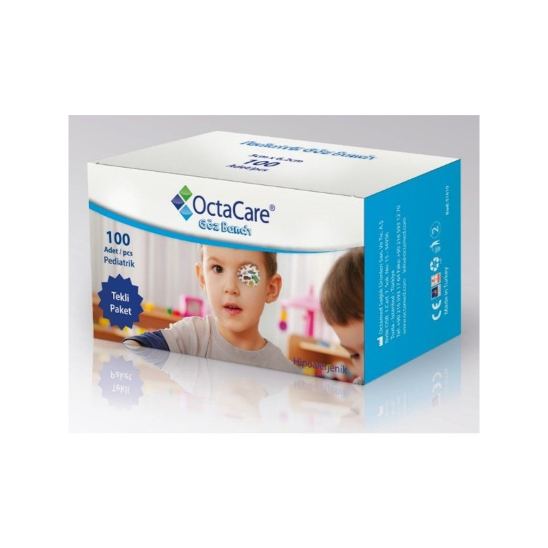 OctaCare Erkek Çocuk Göz Bandı 100 Adet | Pediatrik Göz Kapama Bandı