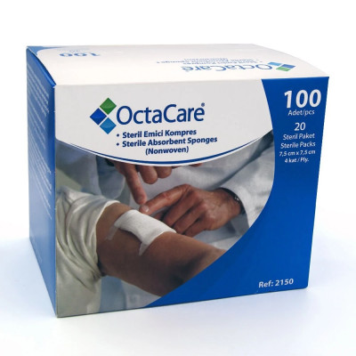 Octacare Steril Gaz Kompres (Spanç) 7,5x7,5 cm 5'li Paket x 20 Adet