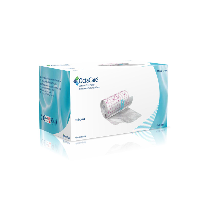 Octacare Şeffaf PU Su Geçirmez Flaster 15cm x 10mt
