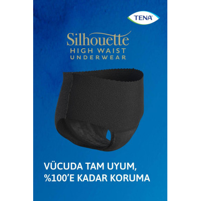 Tena Silhouette Plus Kadınlara Özel Yüksek Bel Emici Külot Siyah L 8’li 1 Paket (8 Adet)