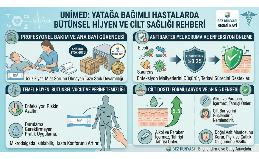 UniMed Antibakteriyel Vücut ve Perine Temizleme Mendili ile Güvenli ve Profesyonel Hijyen