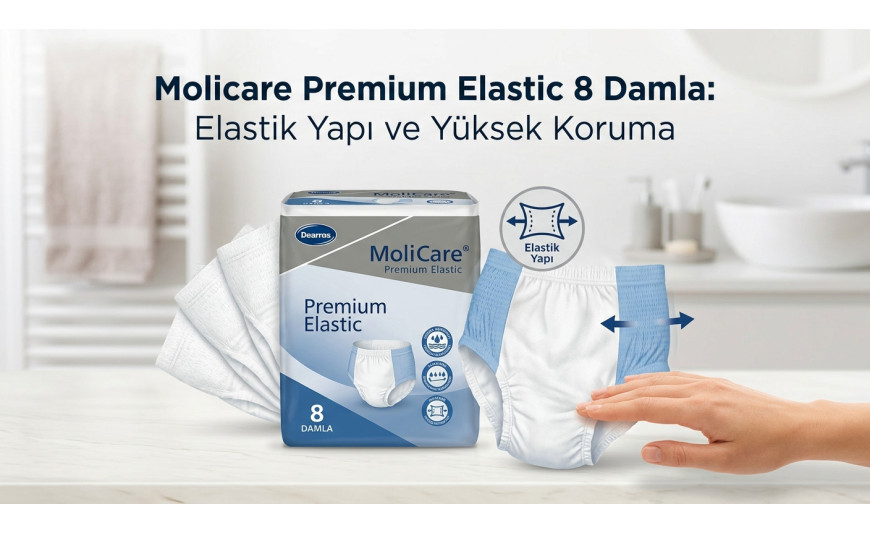 MoliCare Premium Elastic 8 Damla: Elastik Yapılı Güçlü Belbantlı Hasta Bezi